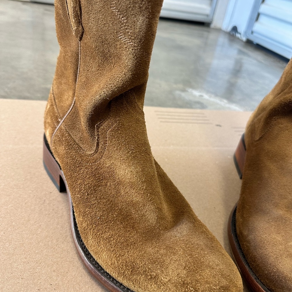 Ariat Men’s Bench Made Clanton Western Boots – Oiled Tan Roughout, Size 10D - Picture 5 of 10